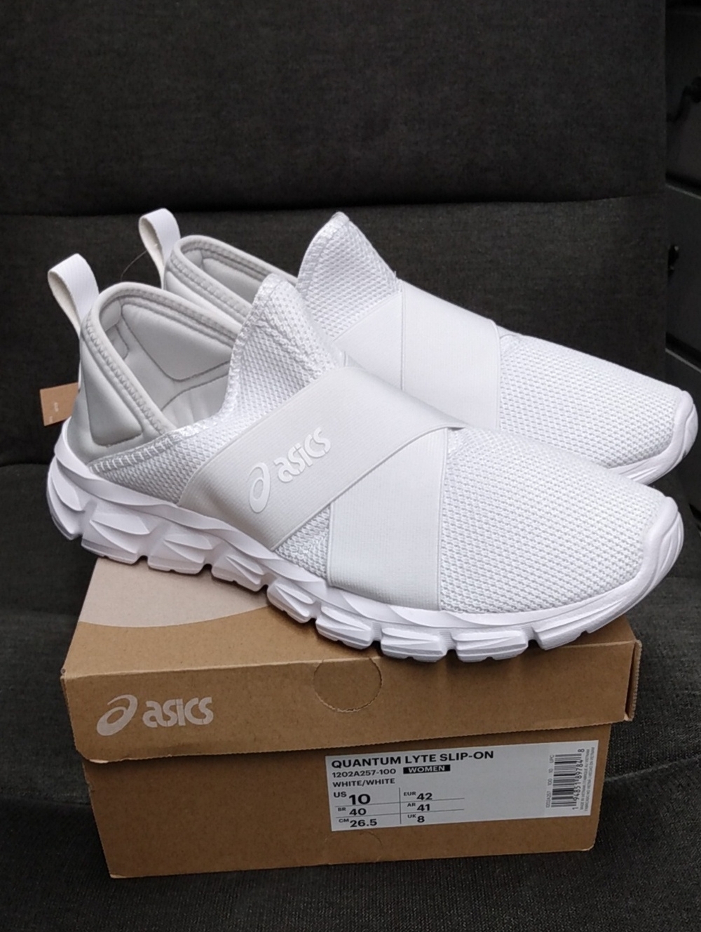 ASICS Slip-On Sneakers Quantum Lyte Slip-On Womens Sz 10 Shoe White 1202A257-100 - Picture 2 of 16